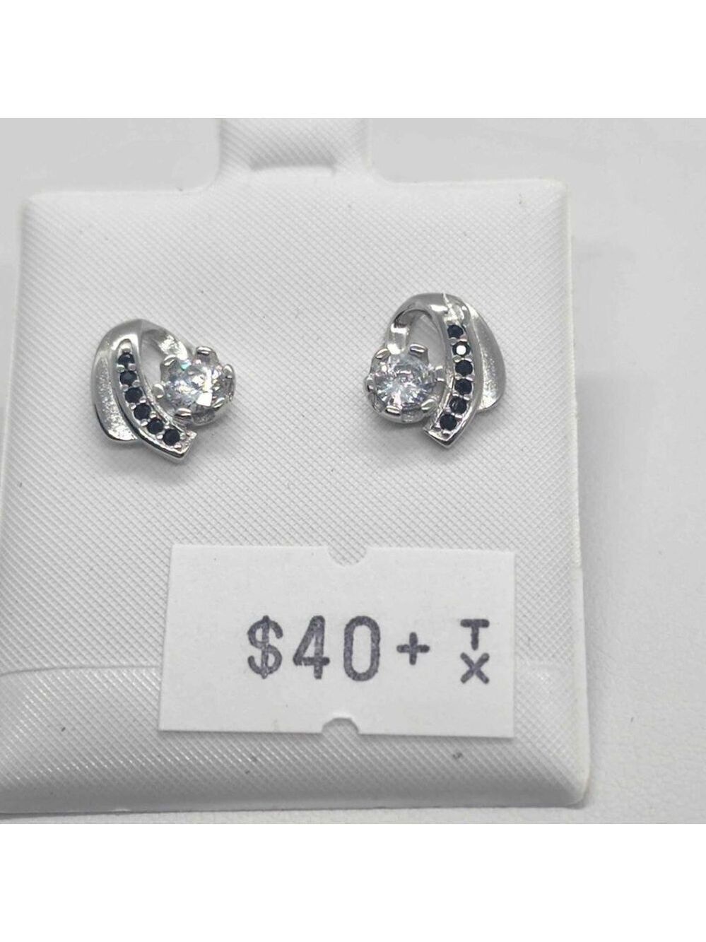 Black CZ Sterling Silver 925 Earrings – Classic Elegant Pair